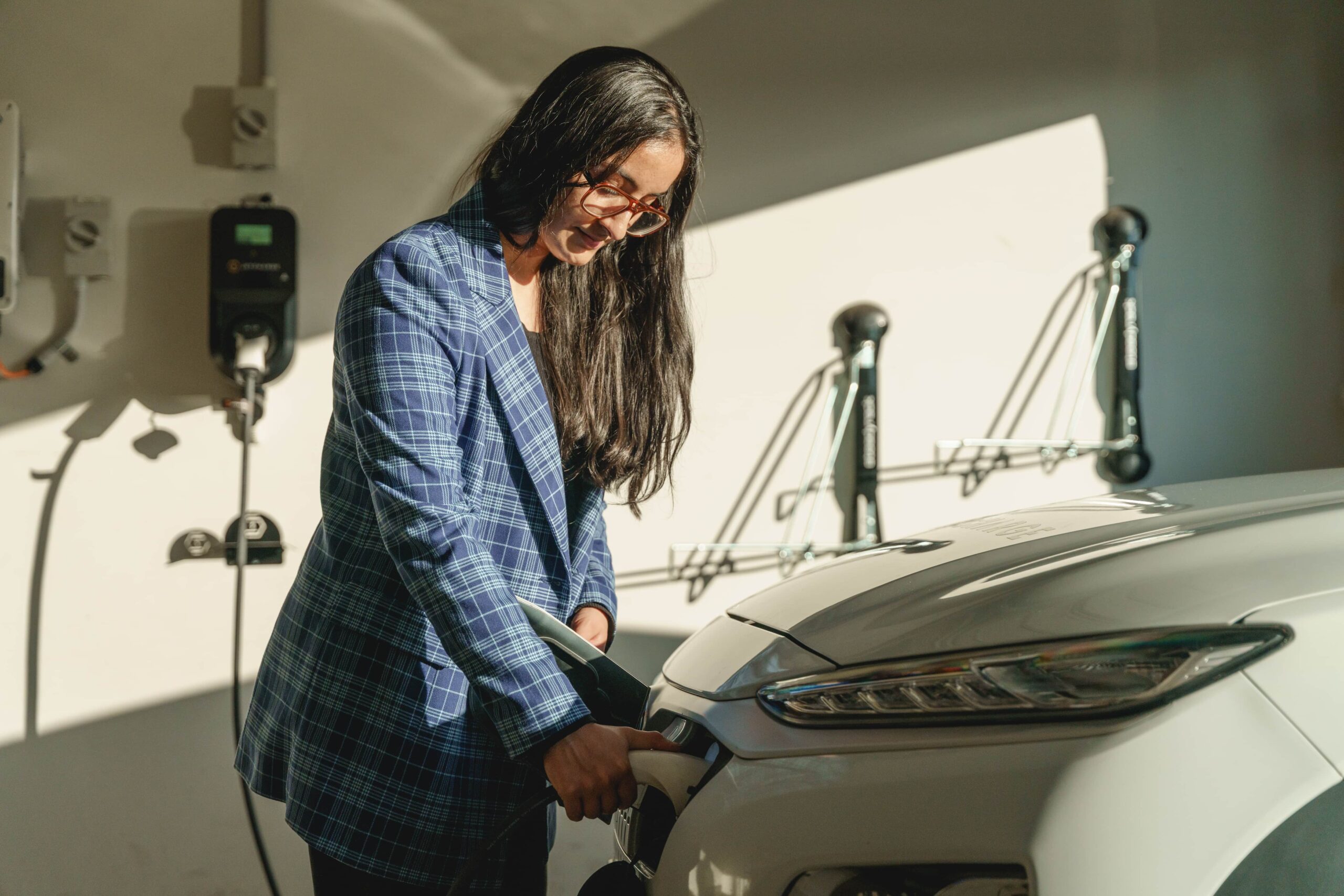 ev charging in a garage