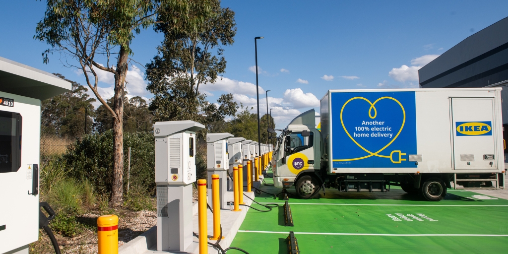 ANC IKEA Truck charging at X280 charger at IKEA Marsden Park CDC